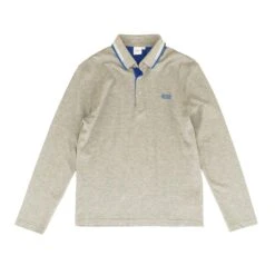 Gray Long Sleeve Polo Top