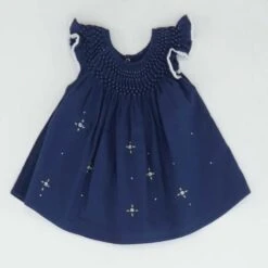 N/A Navy Embroidery Detail Dress