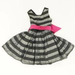 Vintage Satin Tulle Striped Dress