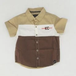 Kenneth Cole Brown Color Block Top